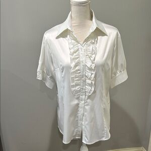 Elegant White Ruffled Women's Top